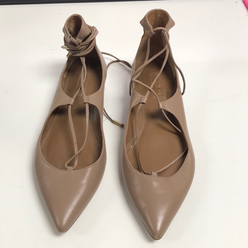 Aquazurra Tan Wrap Flats Size 38 Very Good